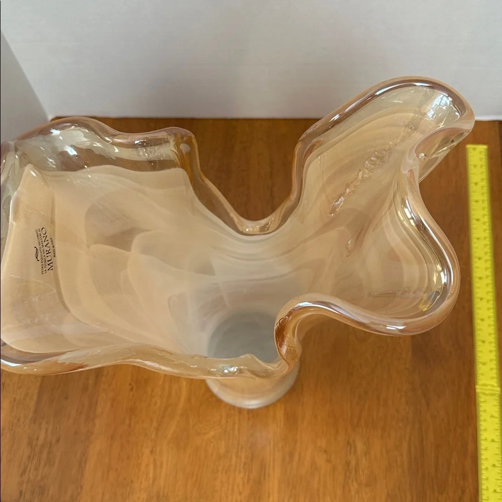 Murano Italy Swirl Glass Vase in Cream tones. Large 17” - Picture 4 of 13